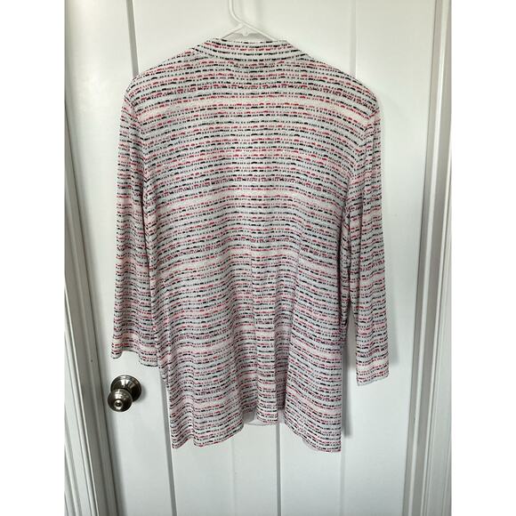 Ming Wang Women's Striped Floral Knit Cardigan Jacket Winter White Black Size 2X - Picture 5 of 11